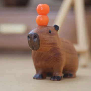 Handmade Carved Wooden Capybara Animal Figurine